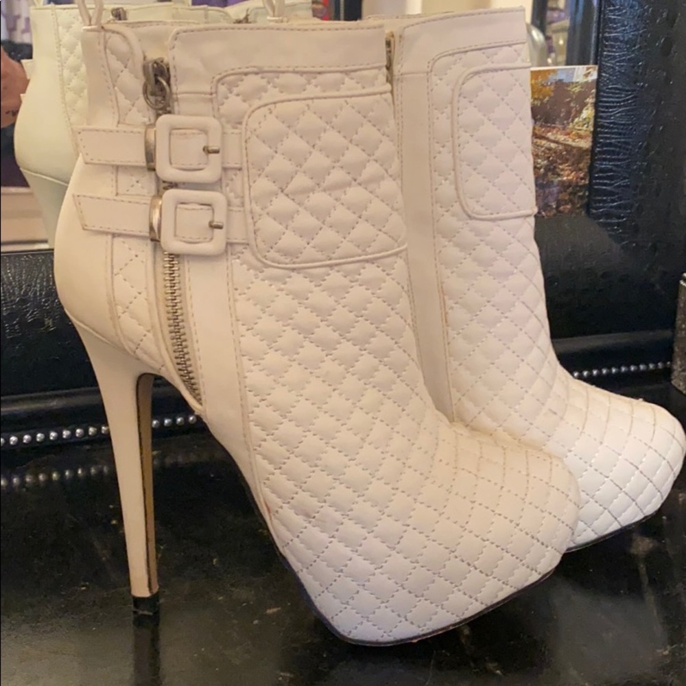 White heel booties